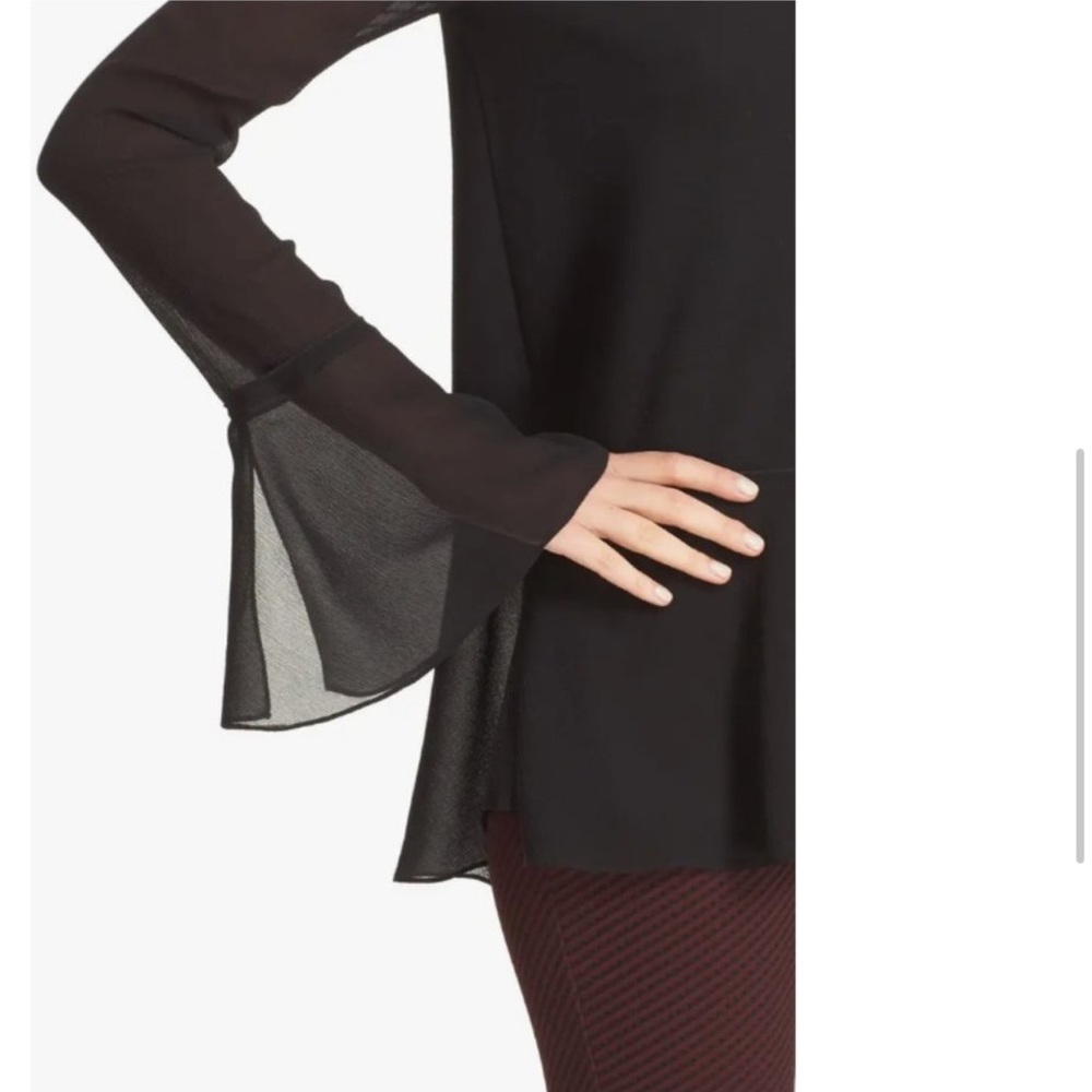 Theory Long Sleeve Blouse with Silk Peplum Hem size Large - Picture 16 of 16